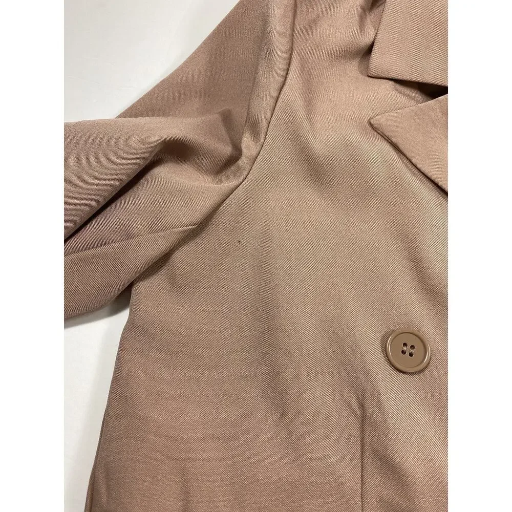 Anthropologie Avec les Filles Cropped Blazer Jacket Taupe Blush Beige Medium